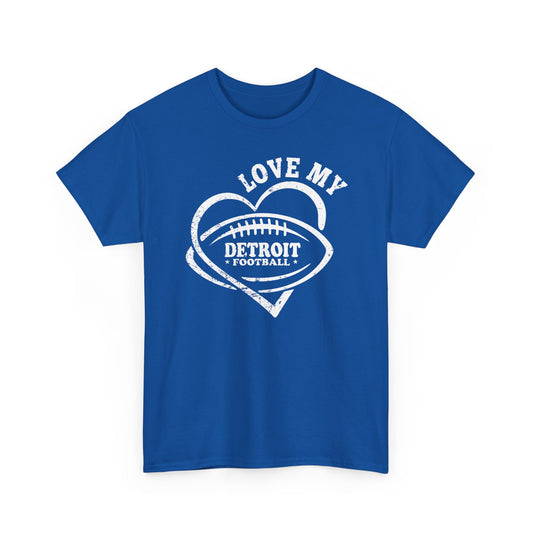 Love Detroit Football White Basic T-Shirt - Unisex