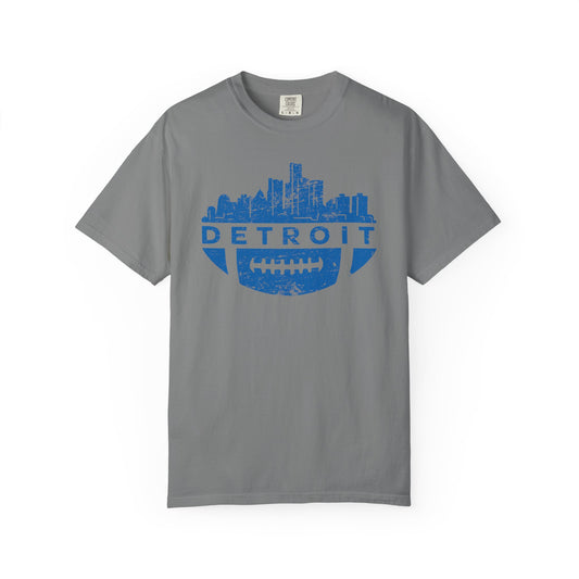 Detroit Football Skyline Blue Premium T-Shirt - Unisex