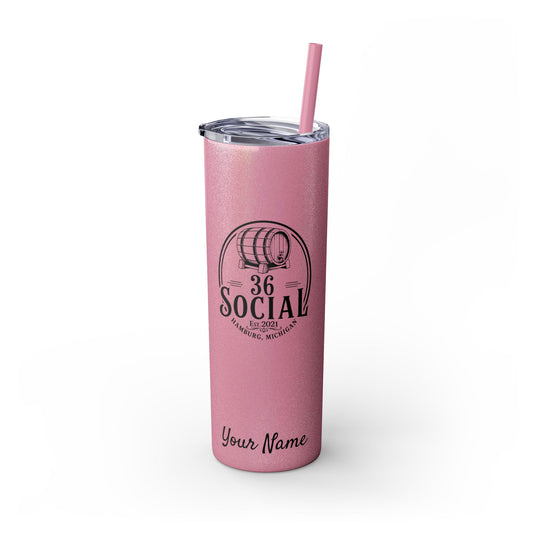 Skinny Steel Tumbler with Straw - 20oz - 36 Social
