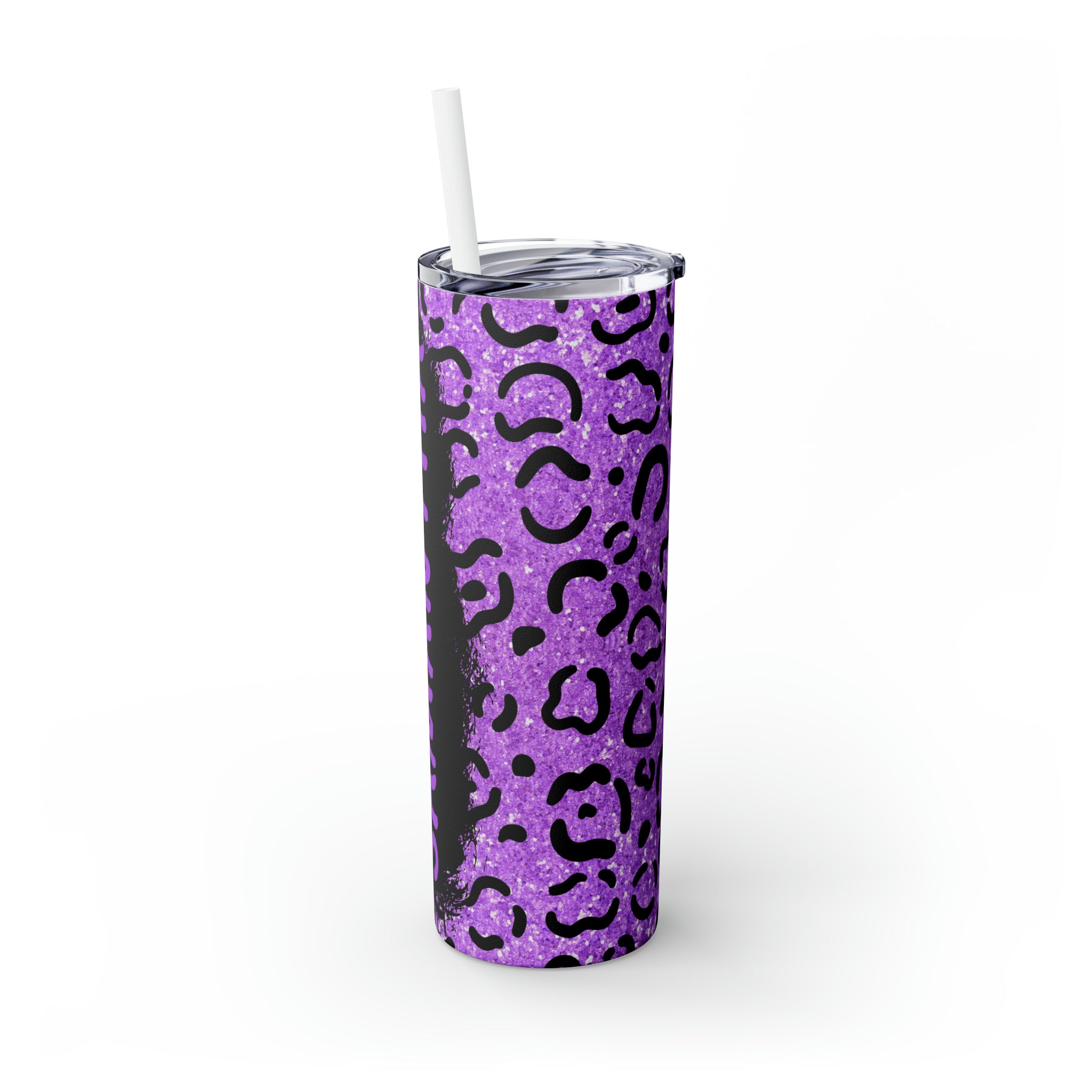 Leopard Personalized Skinny Steel Tumbler with Straw, 20oz Leopard Personalized Skinny Steel Tumbler with Straw, 20oz