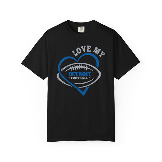 Love Detroit Football Blue & Gray Premium T-Shirt - Unisex