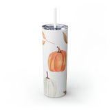 Pumpkin Pattern Skinny Steel Tumbler with Straw, 20oz Pumpkin Pattern Skinny Steel Tumbler with Straw, 20oz