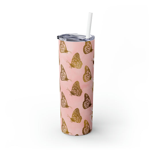 Butterflies Personalized Skinny Steel Tumbler with Straw, 20oz