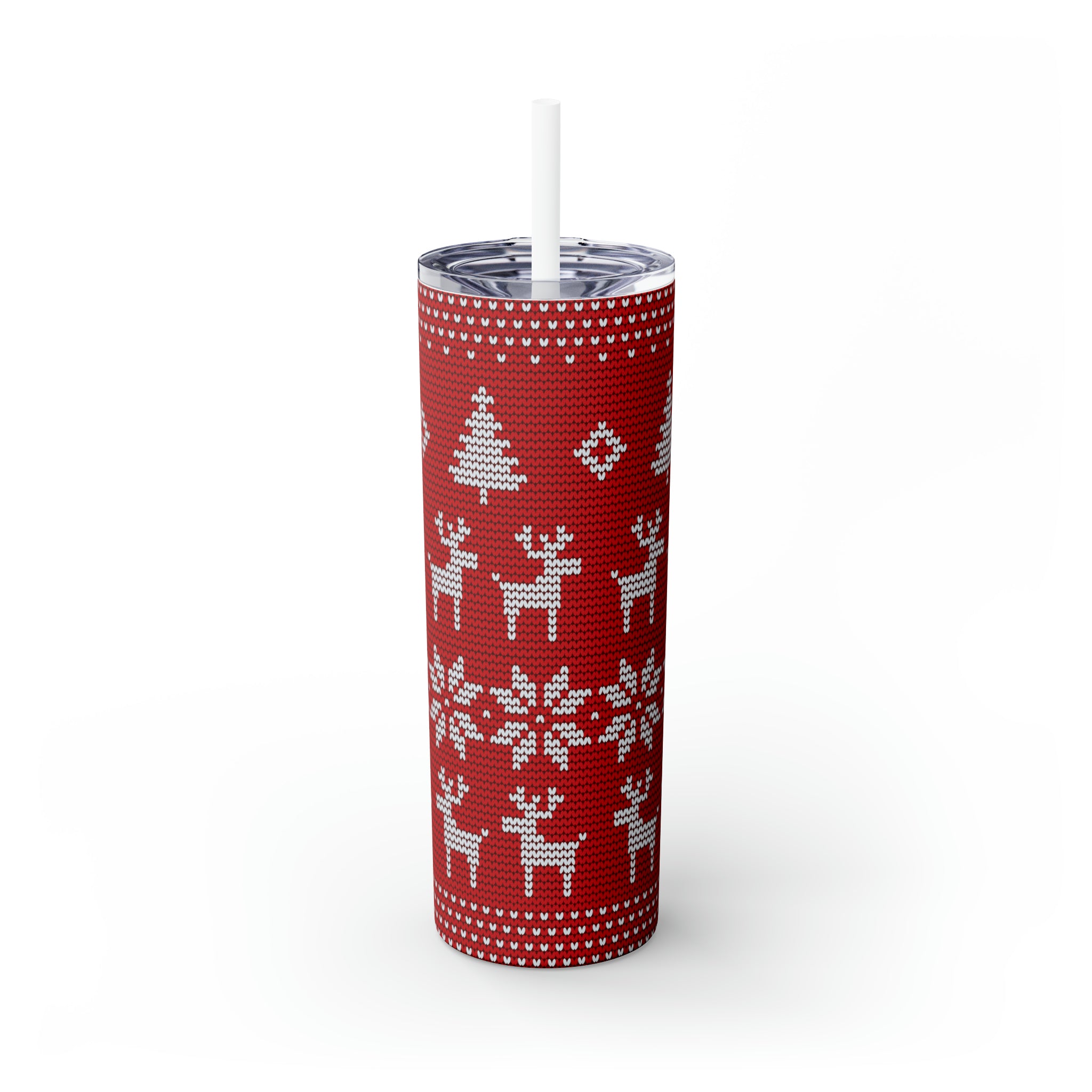 Reindeer Sweater Skinny Steel Tumbler with Straw, 20oz Reindeer Sweater Skinny Steel Tumbler with Straw, 20oz