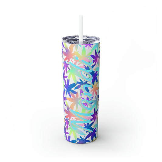 Cannabis Personalized Skinny Steel Tumbler with Straw, 20oz