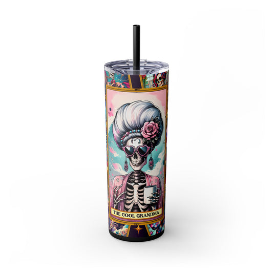 The Cool Grandma 2 Skinny Steel Tumbler with Straw, 20oz