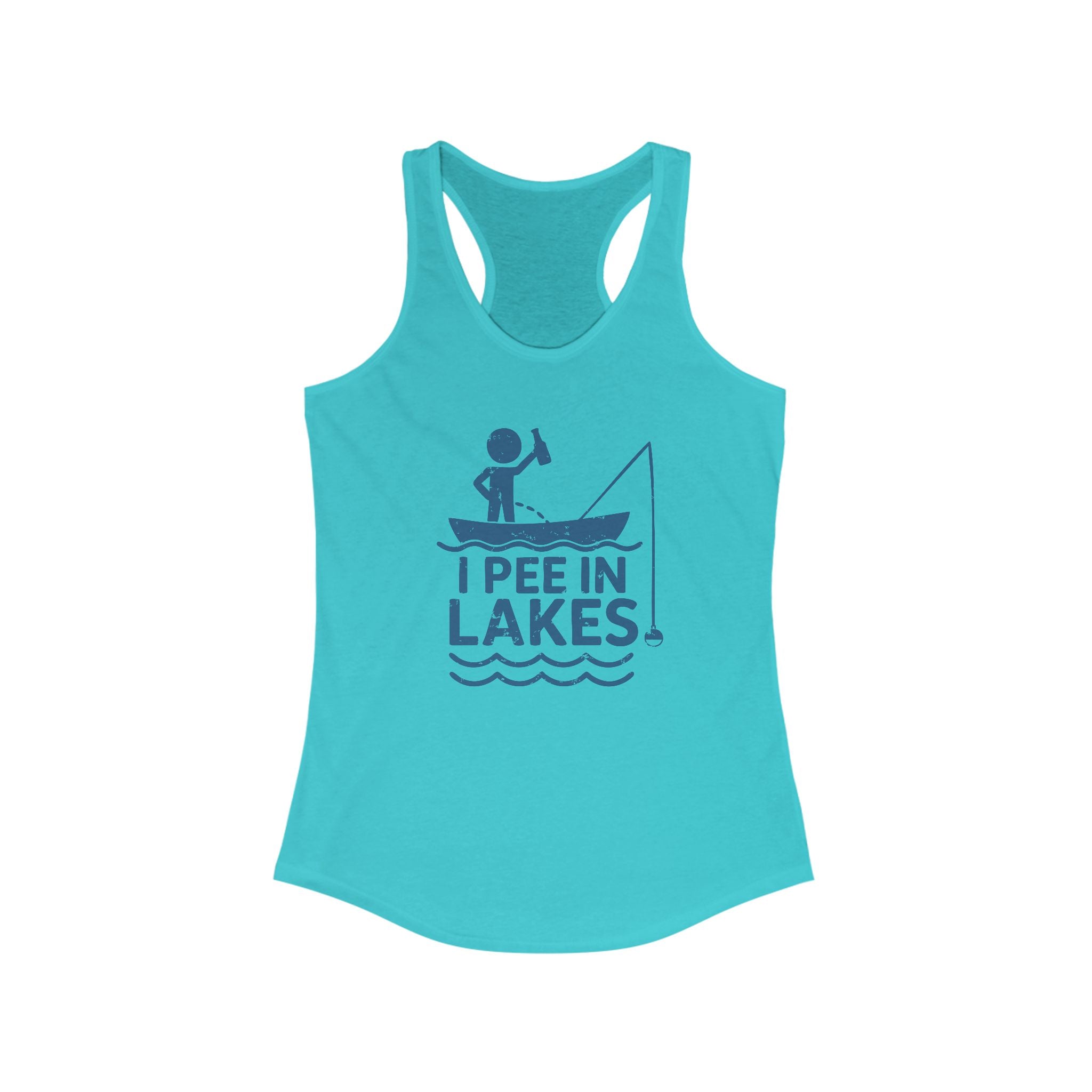 Basic Racerback Tank Top - Women's - I Pee In Lakes Stick Guy on Boat Basic Racerback Tank Top - Women's - I Pee In Lakes Stick Guy on Boat