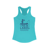 Basic Racerback Tank Top - Women's - I Pee In Lakes Stick Guy on Boat Basic Racerback Tank Top - Women's - I Pee In Lakes Stick Guy on Boat