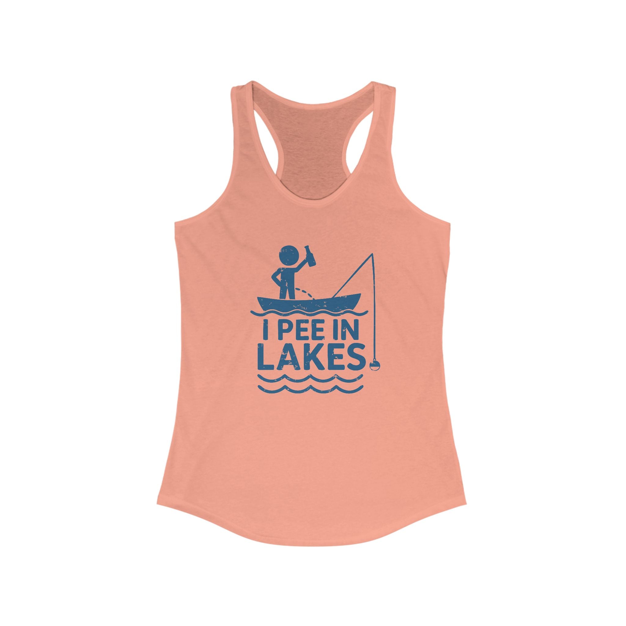 Basic Racerback Tank Top - Women's - I Pee In Lakes Stick Guy on Boat Basic Racerback Tank Top - Women's - I Pee In Lakes Stick Guy on Boat