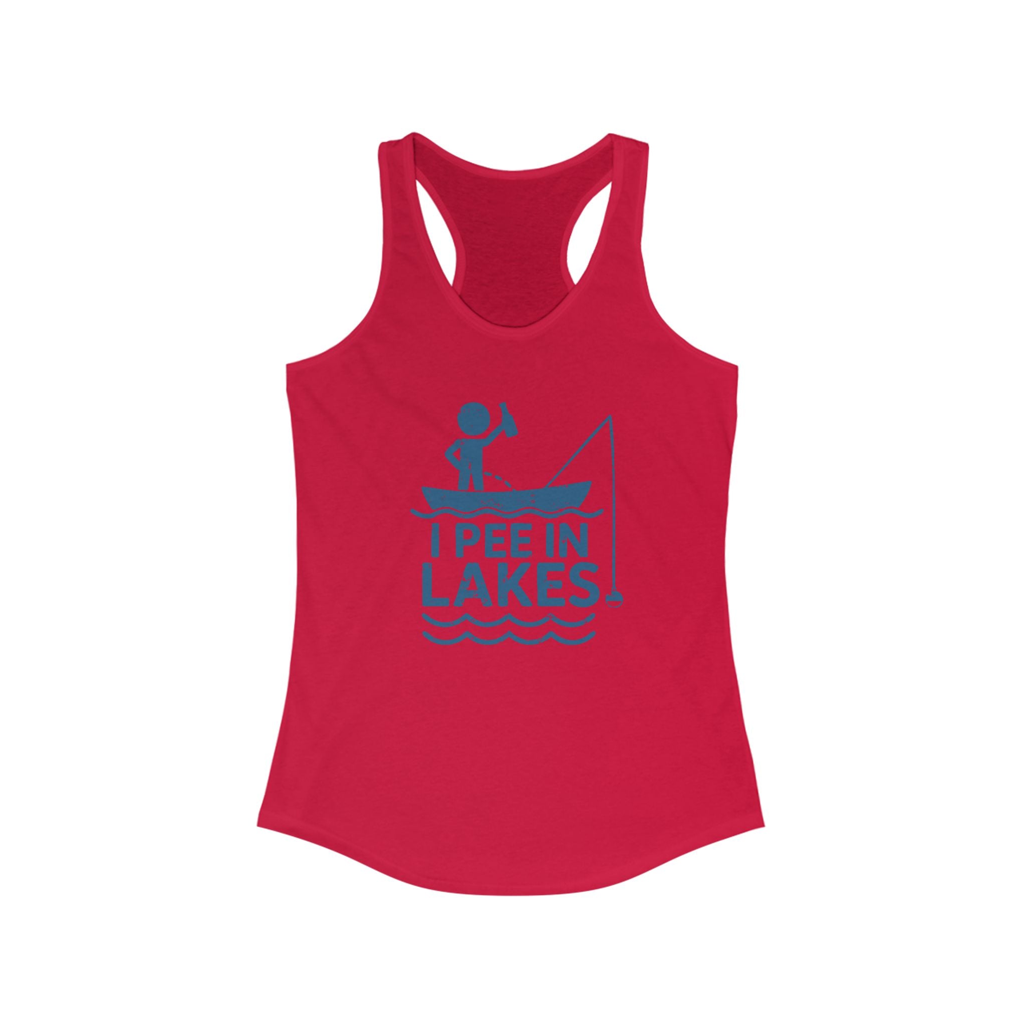 Basic Racerback Tank Top - Women's - I Pee In Lakes Stick Guy on Boat Basic Racerback Tank Top - Women's - I Pee In Lakes Stick Guy on Boat