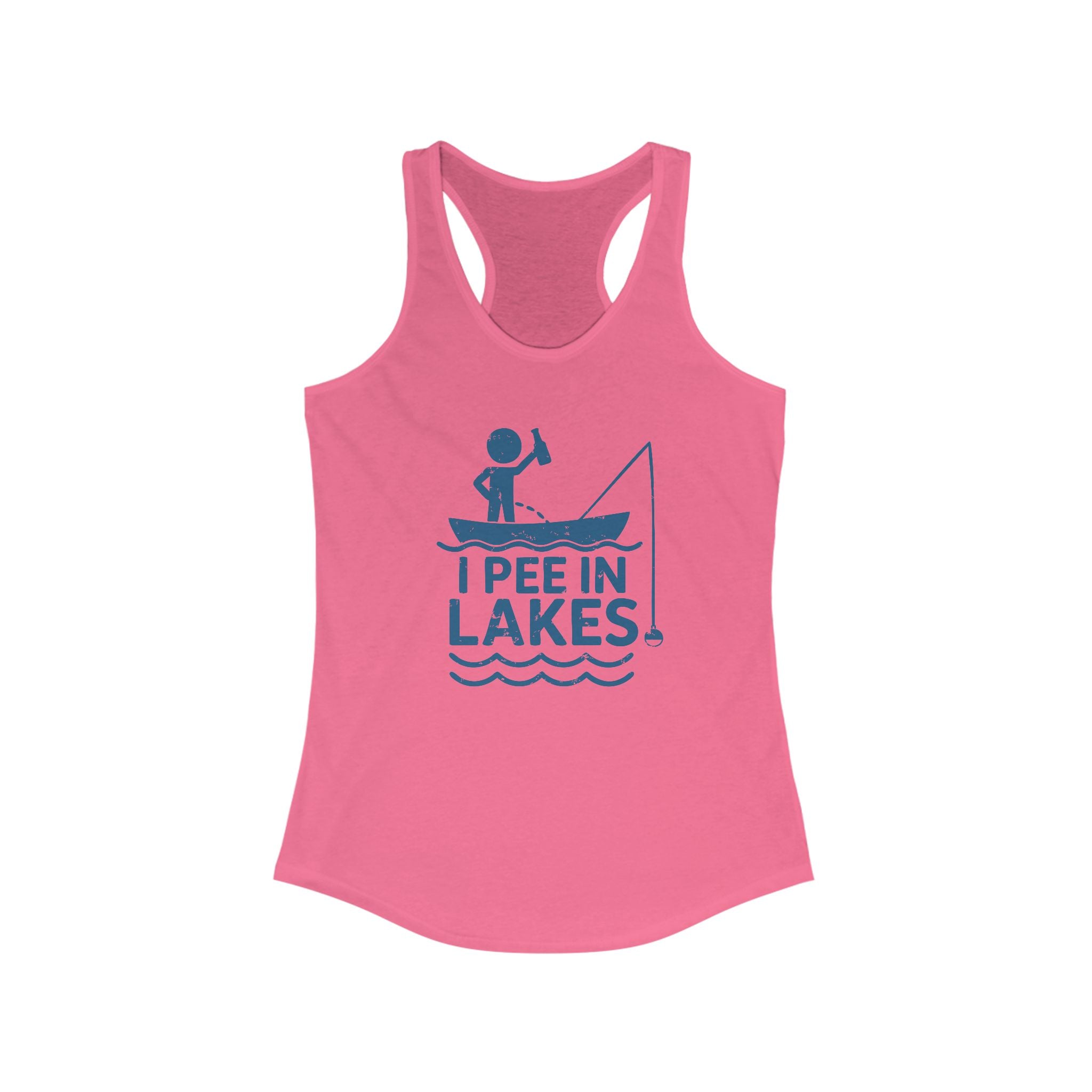Basic Racerback Tank Top - Women's - I Pee In Lakes Stick Guy on Boat Basic Racerback Tank Top - Women's - I Pee In Lakes Stick Guy on Boat