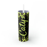 Leopard Personalized Skinny Steel Tumbler with Straw, 20oz Leopard Personalized Skinny Steel Tumbler with Straw, 20oz