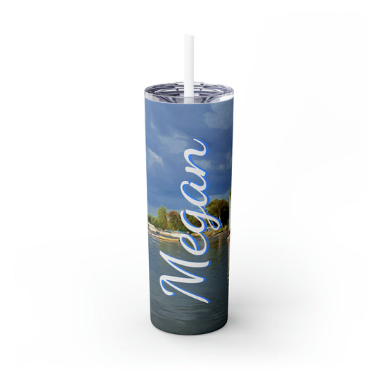 Personalized HRCL Sailboat Skinny Steel Tumbler with Straw, 20oz