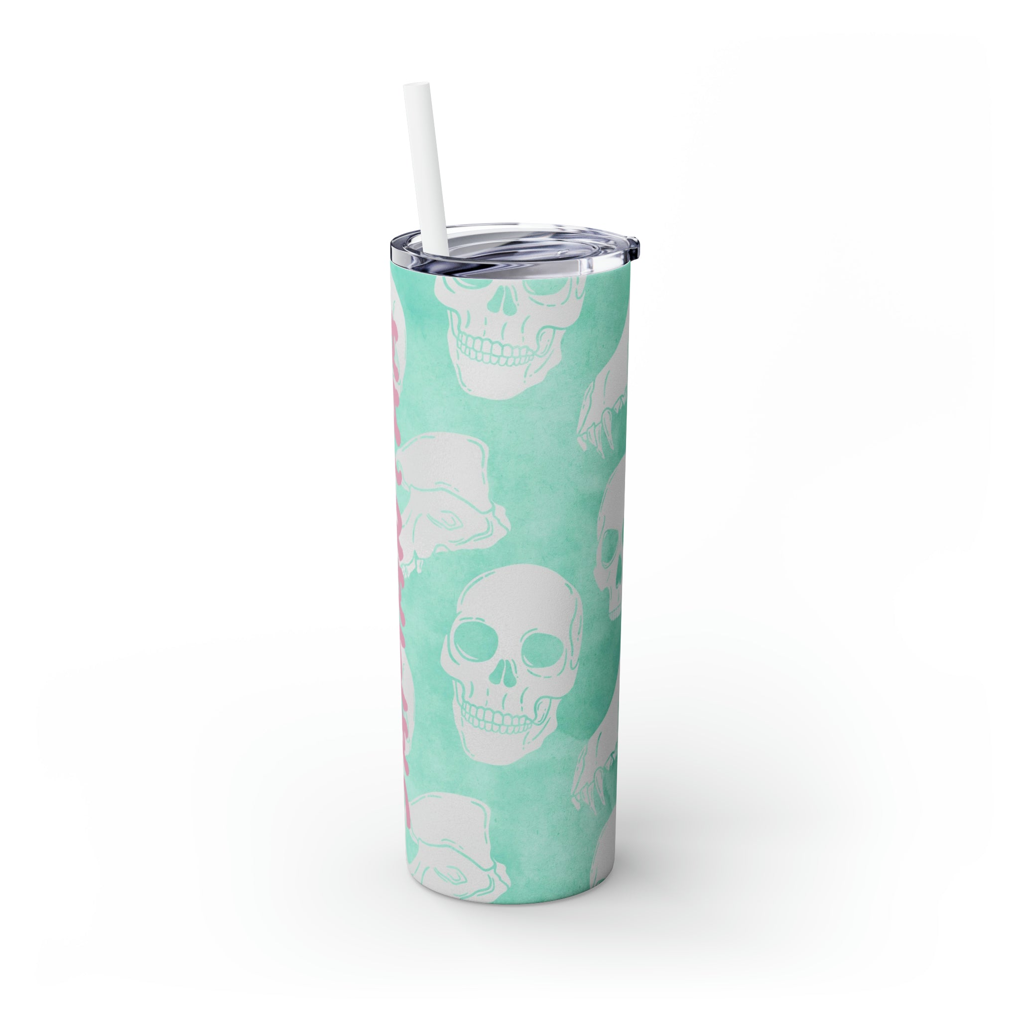 Skulls Personalized Skinny Steel Tumbler with Straw, 20oz Skulls Personalized Skinny Steel Tumbler with Straw, 20oz