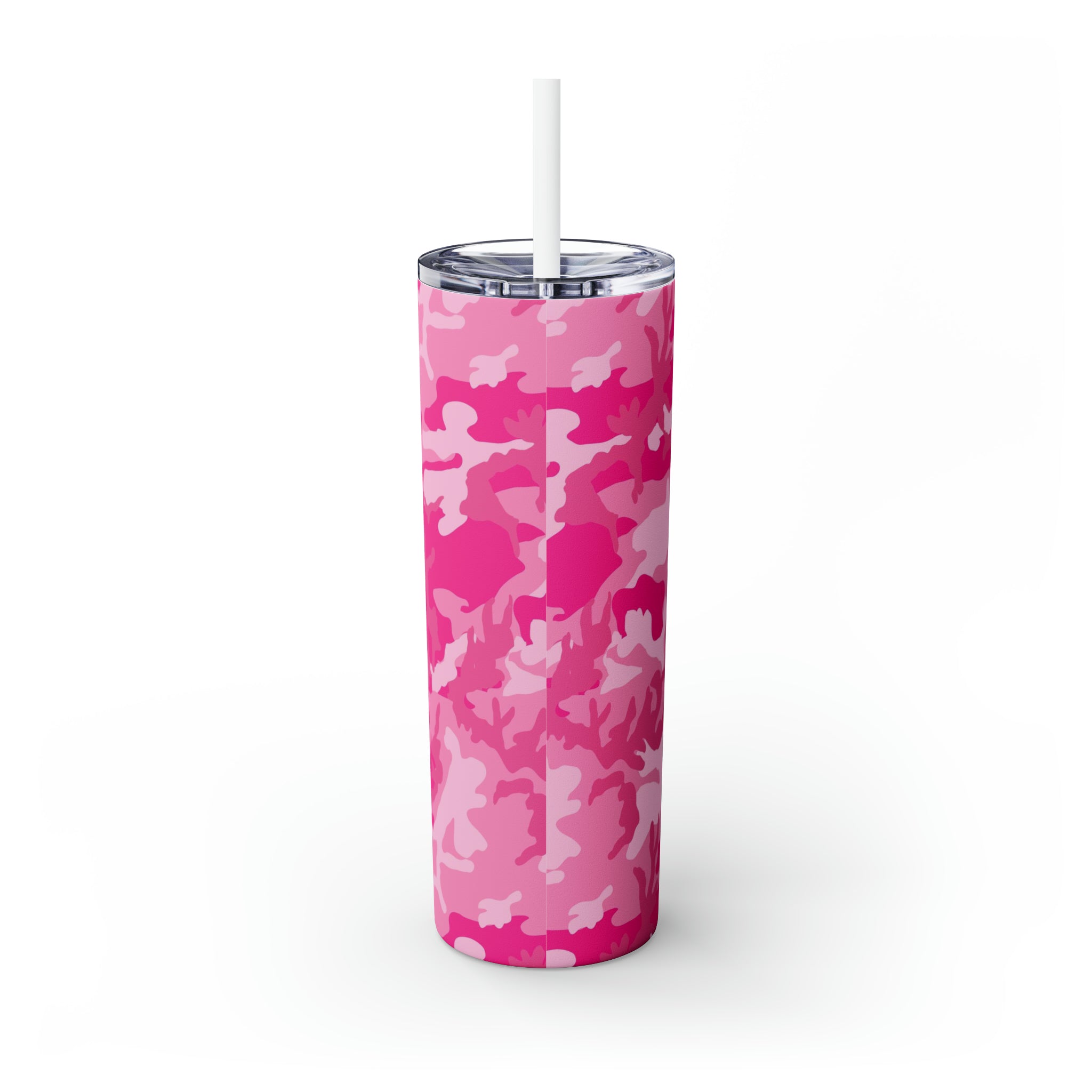 Pink Camo Personalized Skinny Steel Tumbler with Straw, 20oz Pink Camo Personalized Skinny Steel Tumbler with Straw, 20oz