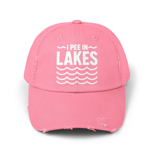 Distressed Cap - I Pee In Lakes White