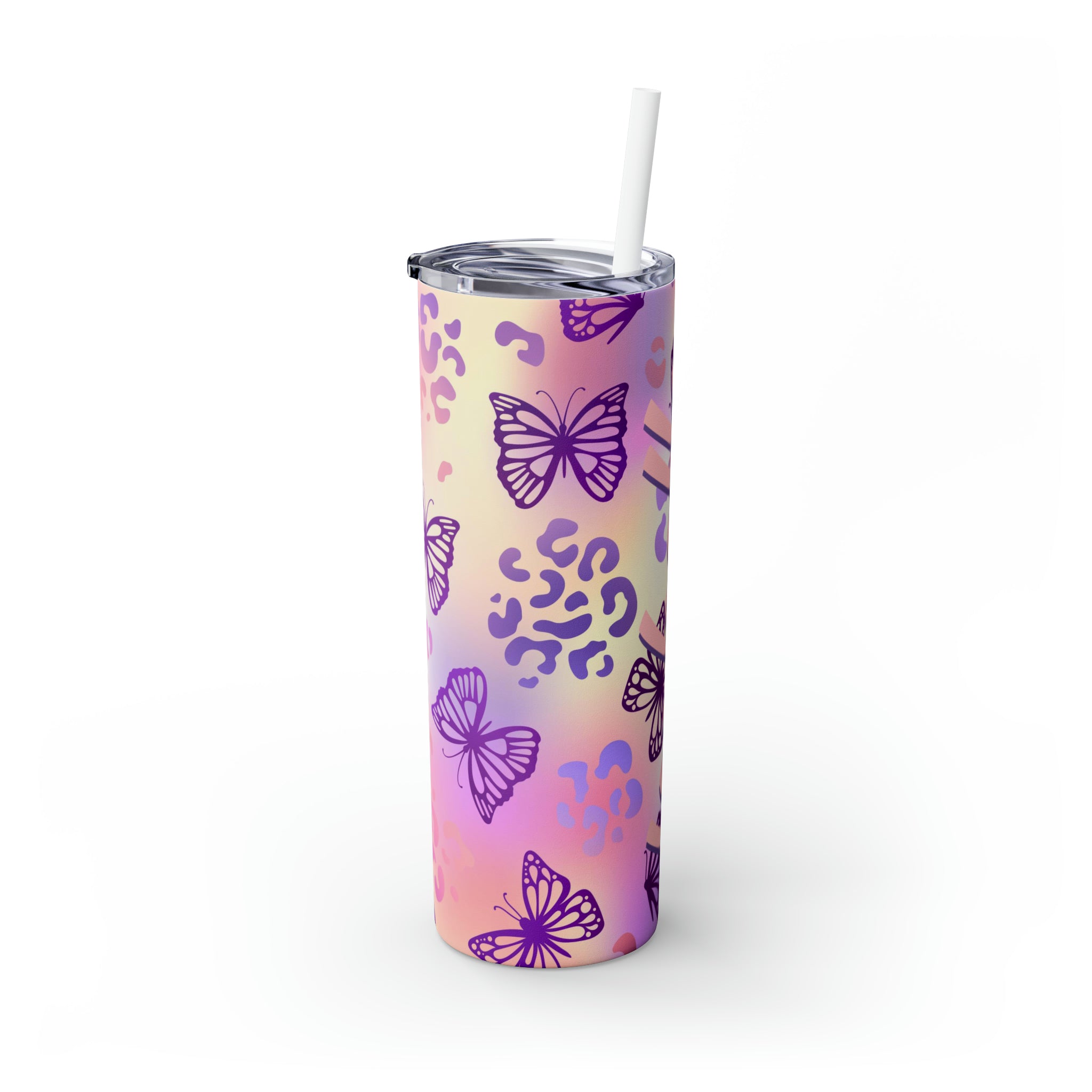 Butterflies Personalized Skinny Steel Tumbler with Straw, 20oz Butterflies Personalized Skinny Steel Tumbler with Straw, 20oz