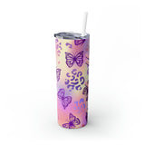 Butterflies Personalized Skinny Steel Tumbler with Straw, 20oz Butterflies Personalized Skinny Steel Tumbler with Straw, 20oz