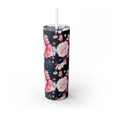Pink Roses Skinny Steel Tumbler with Straw, 20oz Pink Roses Skinny Steel Tumbler with Straw, 20oz