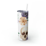 Skulls Floral Skinny Steel Tumbler with Straw, 20oz Skulls Floral Skinny Steel Tumbler with Straw, 20oz