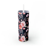 Pink Roses Skinny Steel Tumbler with Straw, 20oz Pink Roses Skinny Steel Tumbler with Straw, 20oz