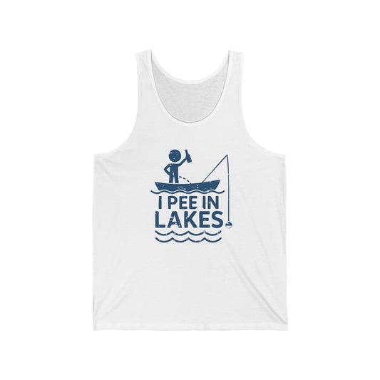 Basic Tank Top - Unisex - I Pee In Lakes Stick Guy on Boat