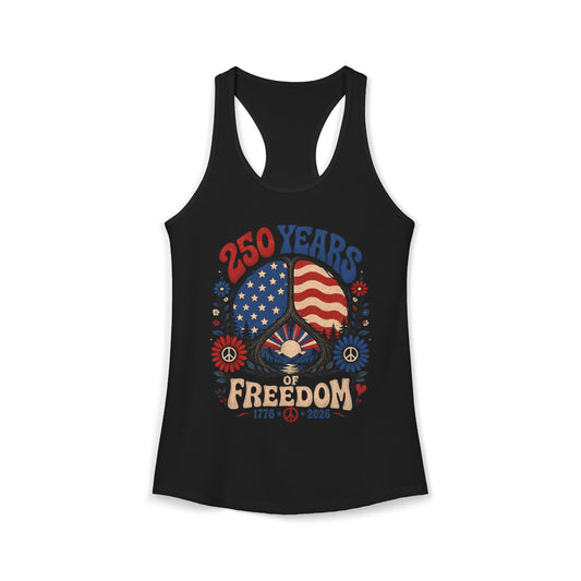 Gnome Flag Freedom 250th Anniversary Cute Patriotic Basic Racerback Tank Top - Women's