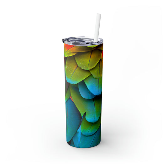 Bird Feathers Skinny Steel Tumbler with Straw, 20oz