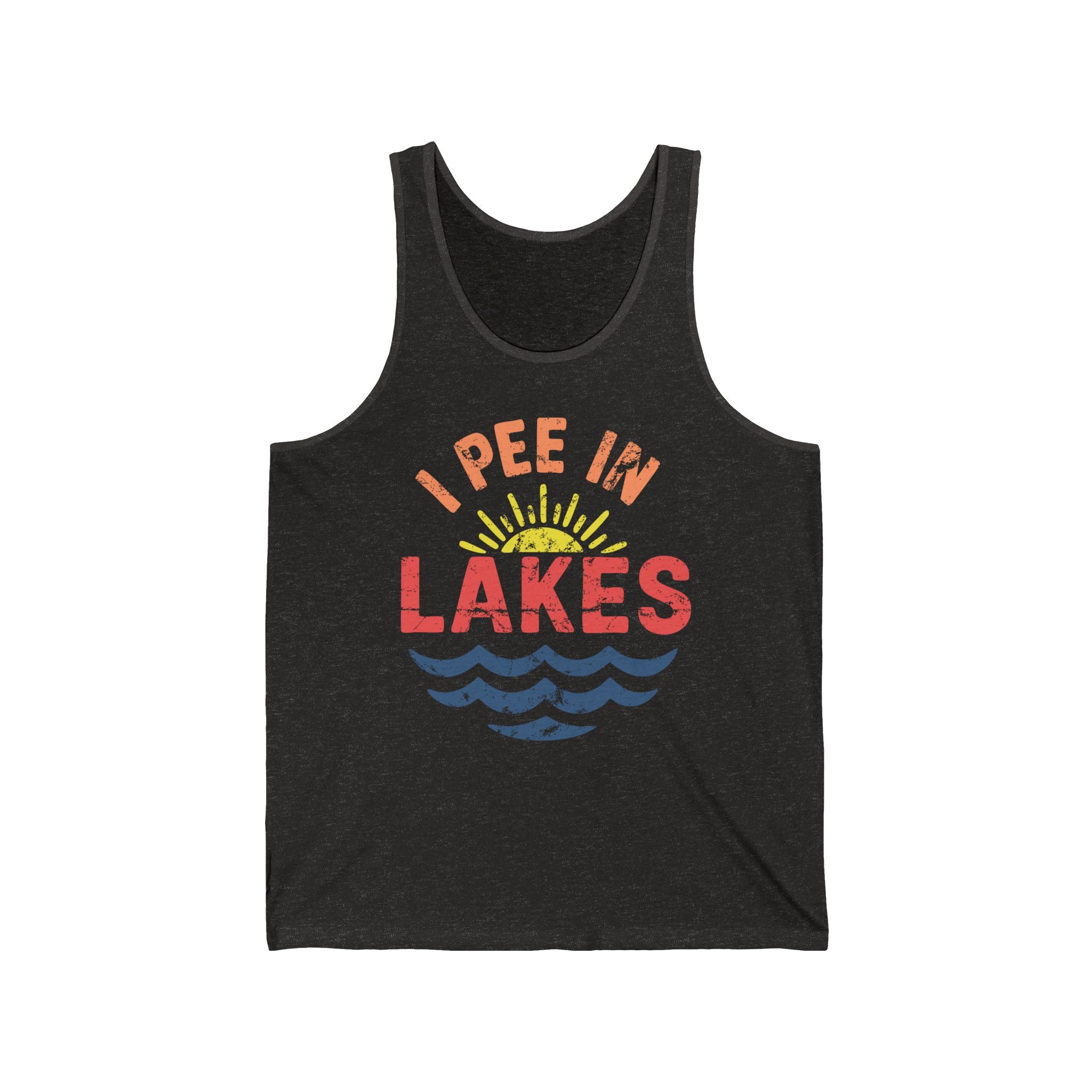 Basic Tank Top - Unisex - I Pee In Lakes Retro Beach Color Basic Tank Top - Unisex - I Pee In Lakes Retro Beach Color