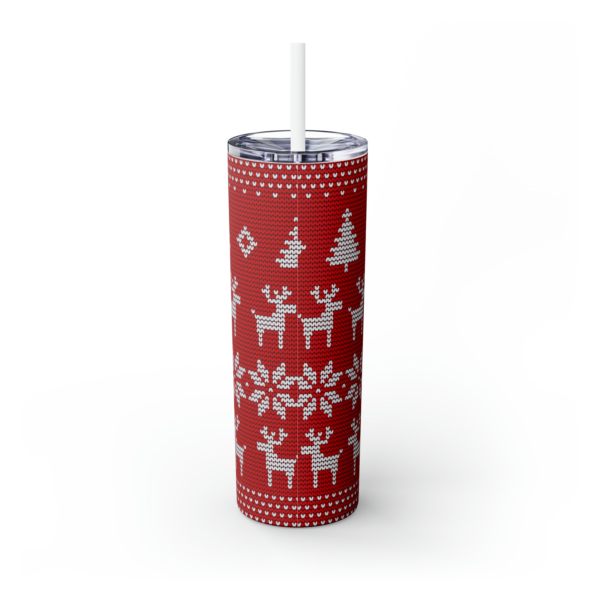 Reindeer Sweater Skinny Steel Tumbler with Straw, 20oz Reindeer Sweater Skinny Steel Tumbler with Straw, 20oz