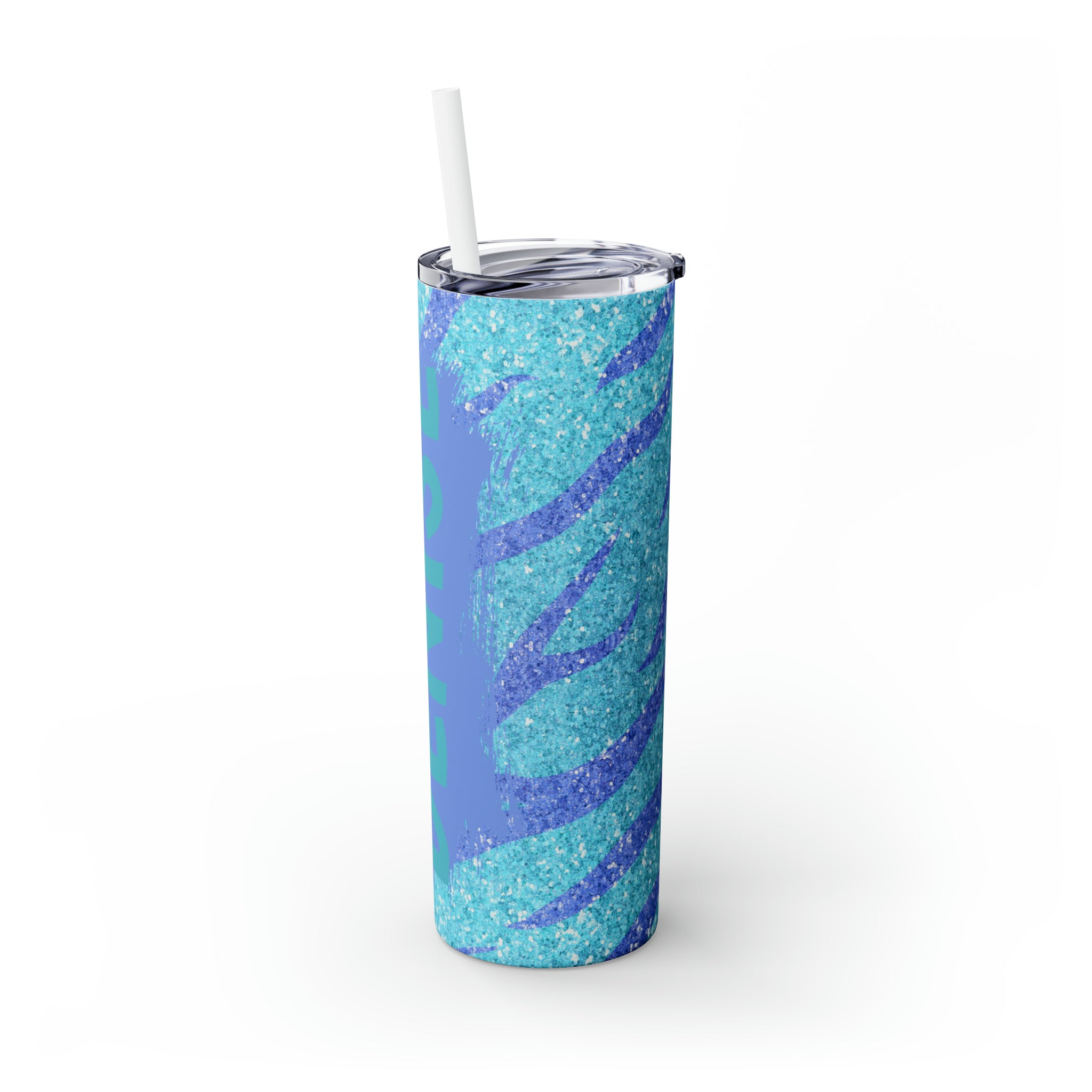 Zebra Personalized Skinny Steel Tumbler with Straw, 20oz Zebra Personalized Skinny Steel Tumbler with Straw, 20oz