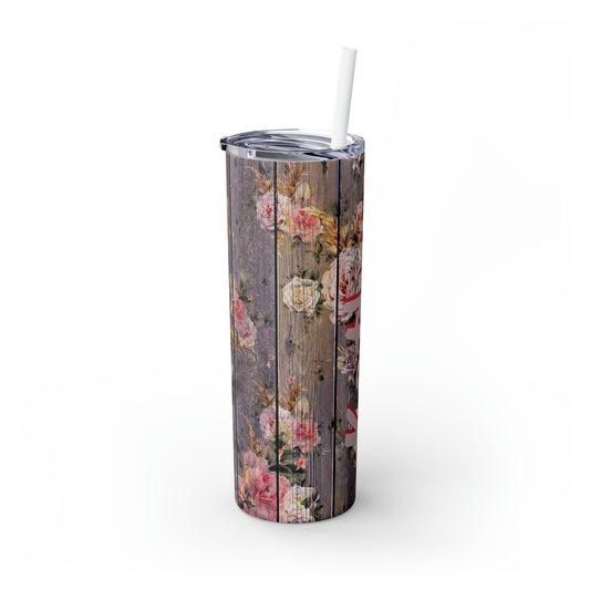 Floral Personalized Skinny Steel Tumbler with Straw, 20oz