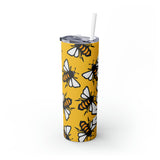 Bees Personalized Skinny Steel Tumbler with Straw, 20oz Bees Personalized Skinny Steel Tumbler with Straw, 20oz