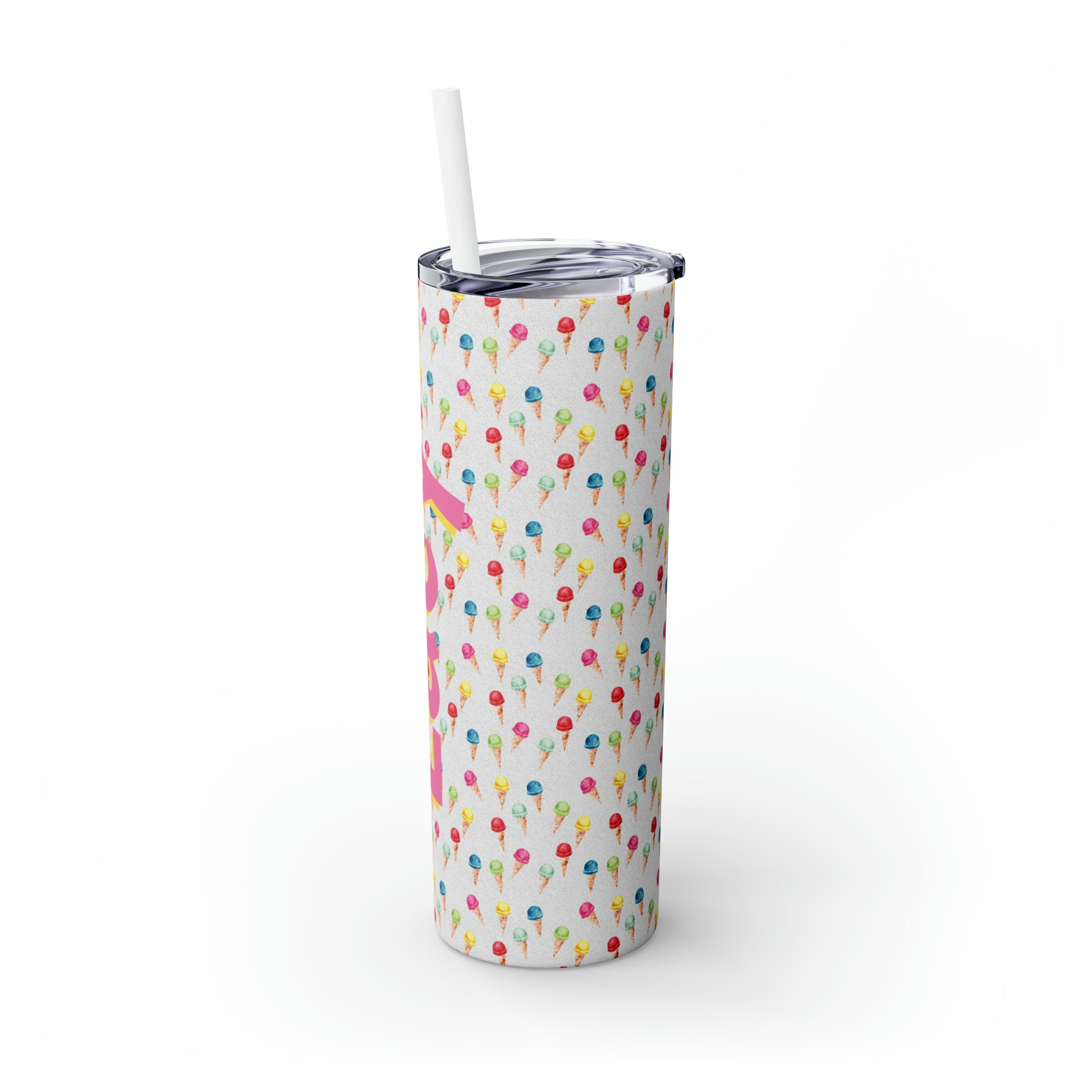 Ice Cream Cone Personalized Skinny Steel Tumbler with Straw, 20oz Ice Cream Cone Personalized Skinny Steel Tumbler with Straw, 20oz