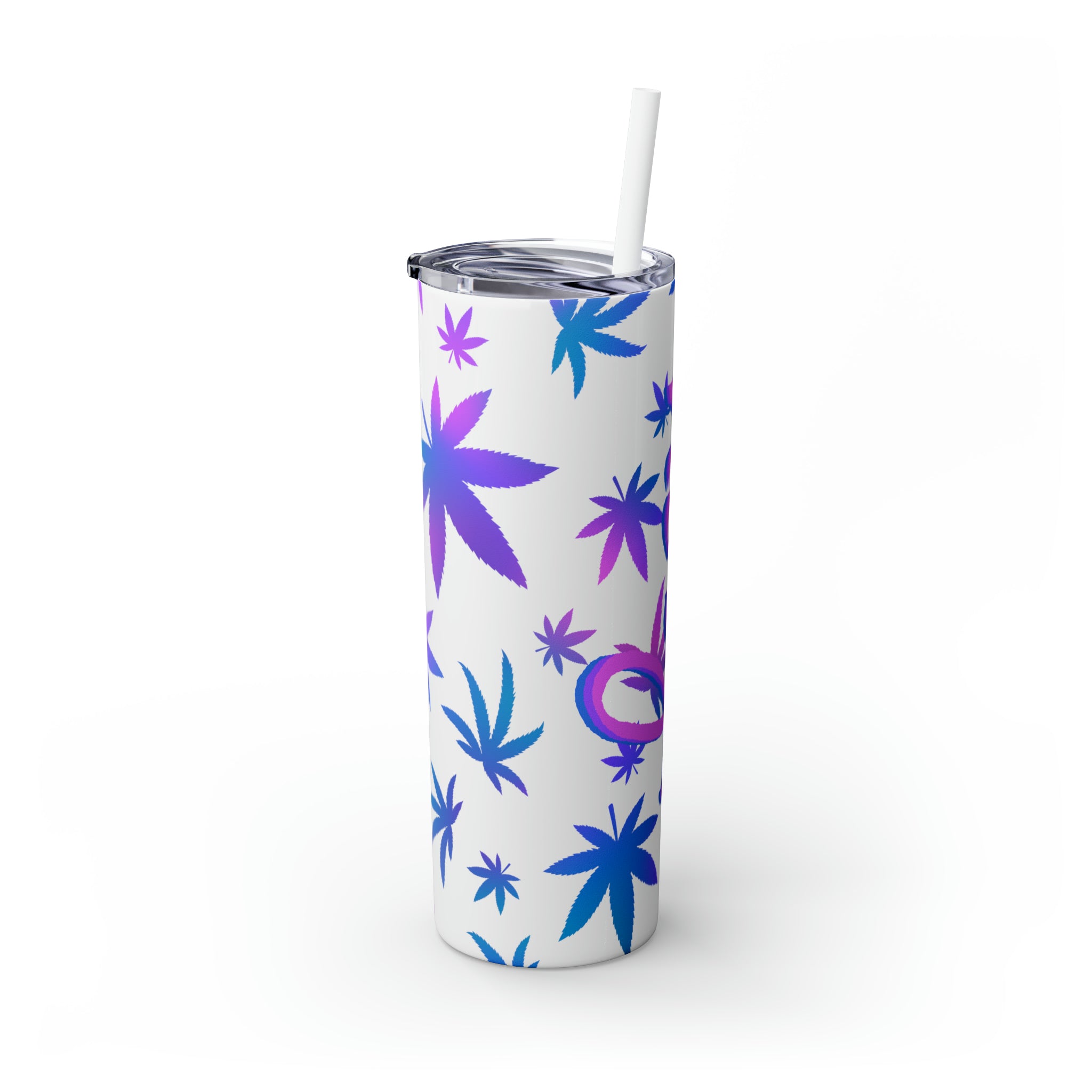 Cannabis Personalized Skinny Steel Tumbler with Straw, 20oz Cannabis Personalized Skinny Steel Tumbler with Straw, 20oz