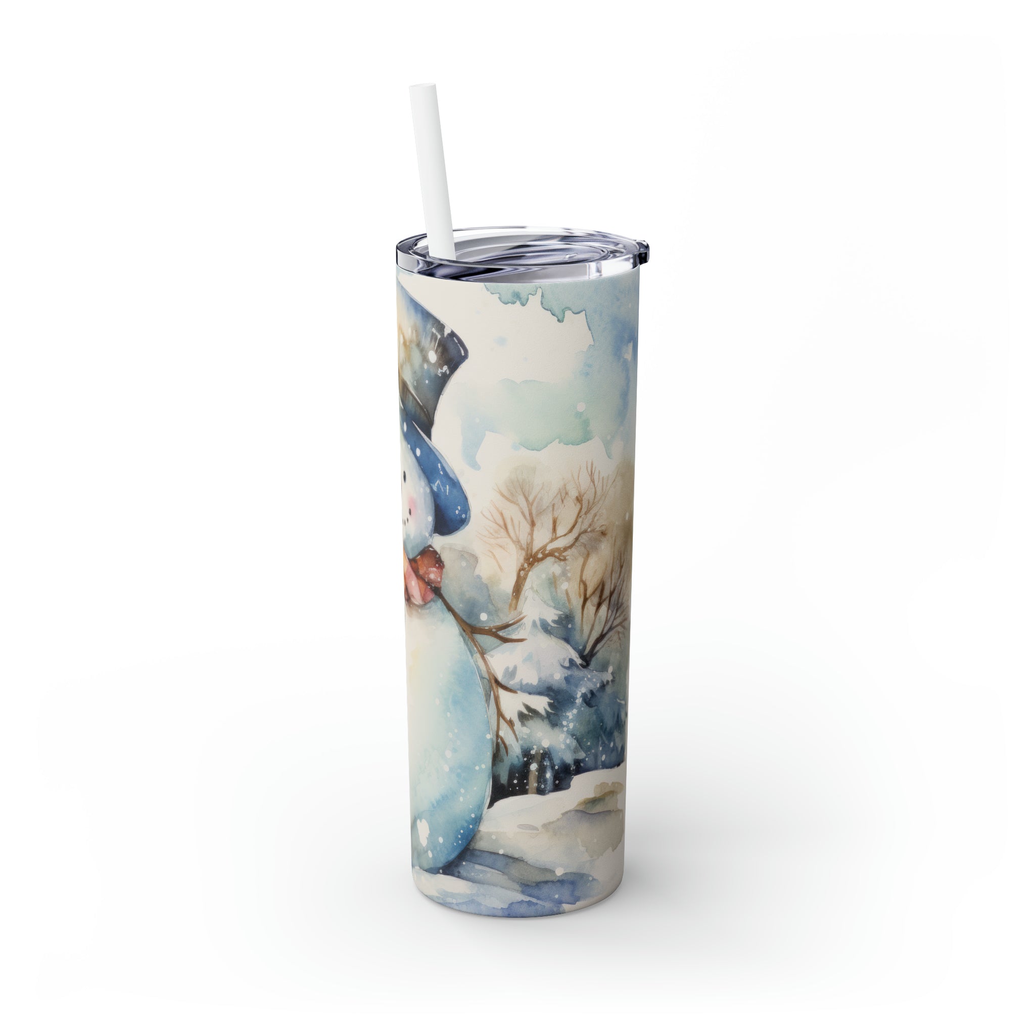 Snowman Winter Skinny Steel Tumbler with Straw, 20oz Snowman Winter Skinny Steel Tumbler with Straw, 20oz