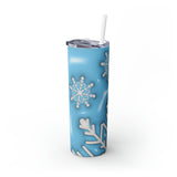 Snowflakes 1 Skinny Steel Tumbler with Straw, 20oz Snowflakes 1 Skinny Steel Tumbler with Straw, 20oz