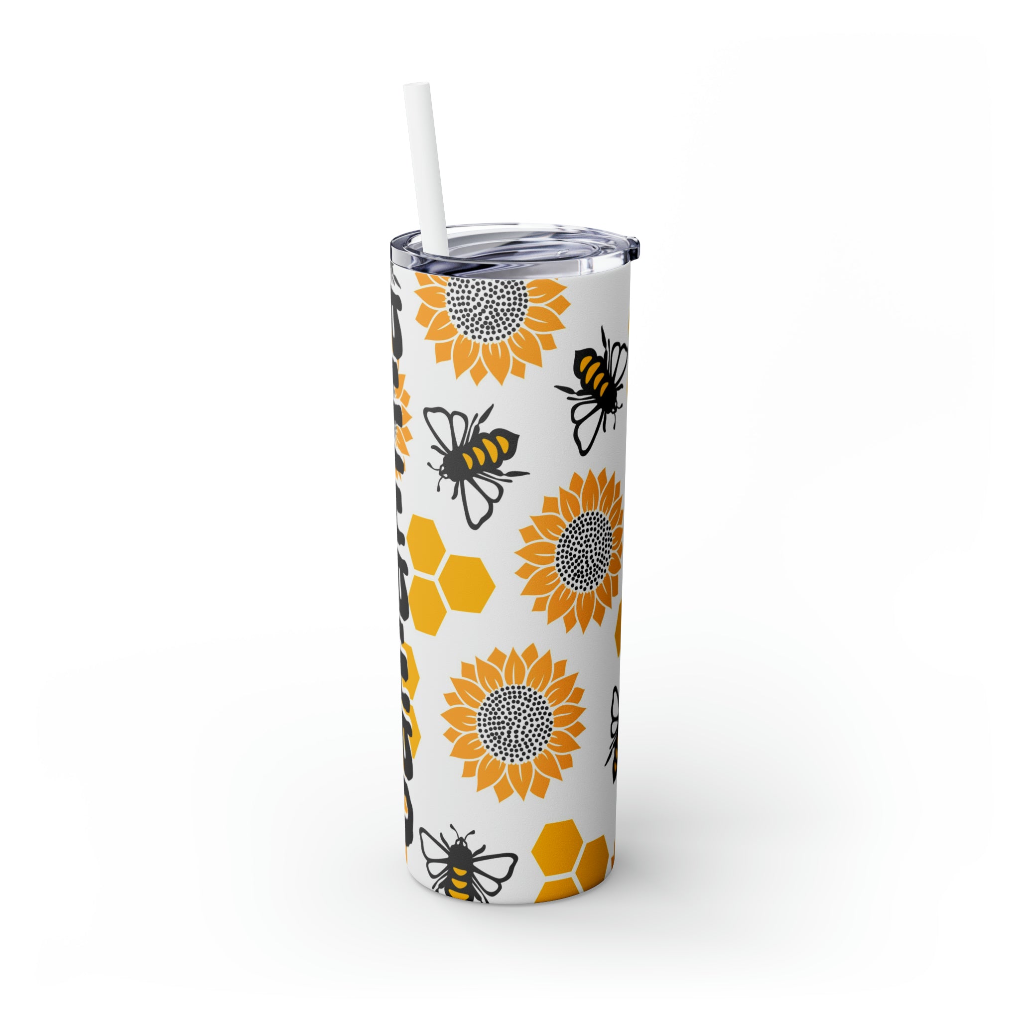 Bees Personalized Skinny Steel Tumbler with Straw, 20oz Bees Personalized Skinny Steel Tumbler with Straw, 20oz
