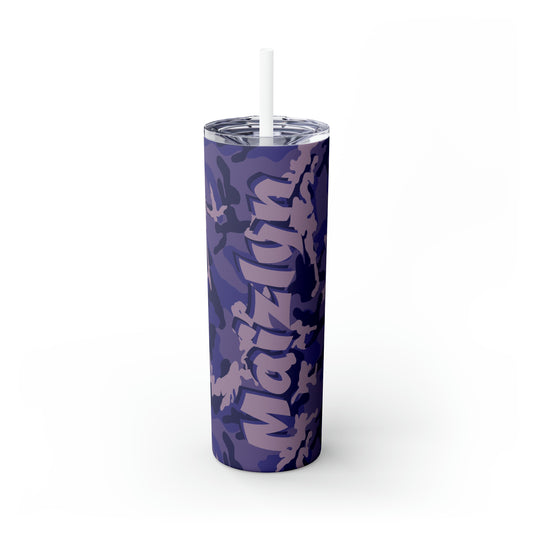 Purple Camouflage Personalized Skinny Steel Tumbler with Straw, 20oz