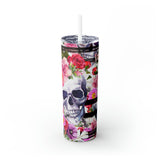 Skulls Floral Skinny Steel Tumbler with Straw, 20oz Skulls Floral Skinny Steel Tumbler with Straw, 20oz