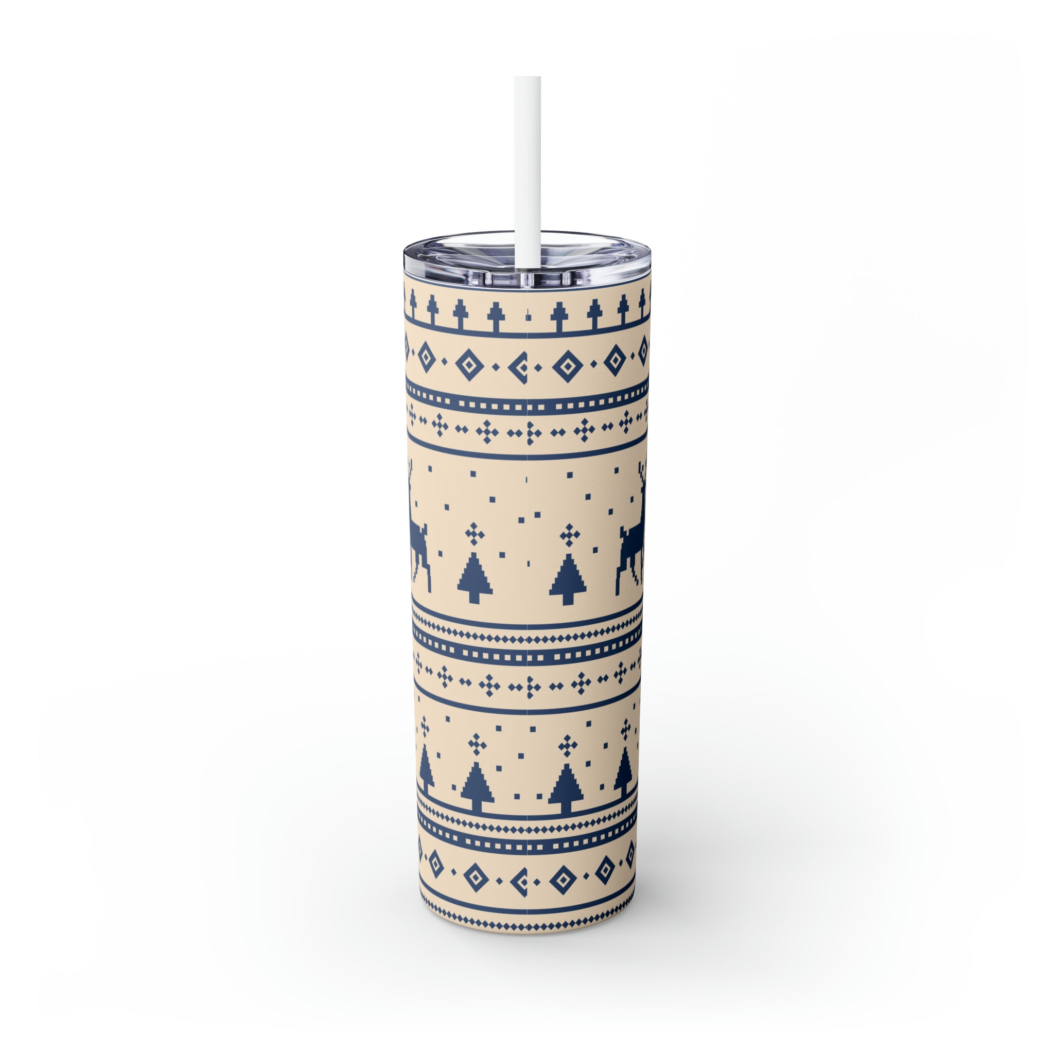 Reindeer Sweater Skinny Steel Tumbler with Straw, 20oz Reindeer Sweater Skinny Steel Tumbler with Straw, 20oz