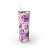 Butterflies Personalized Skinny Steel Tumbler with Straw, 20oz Butterflies Personalized Skinny Steel Tumbler with Straw, 20oz