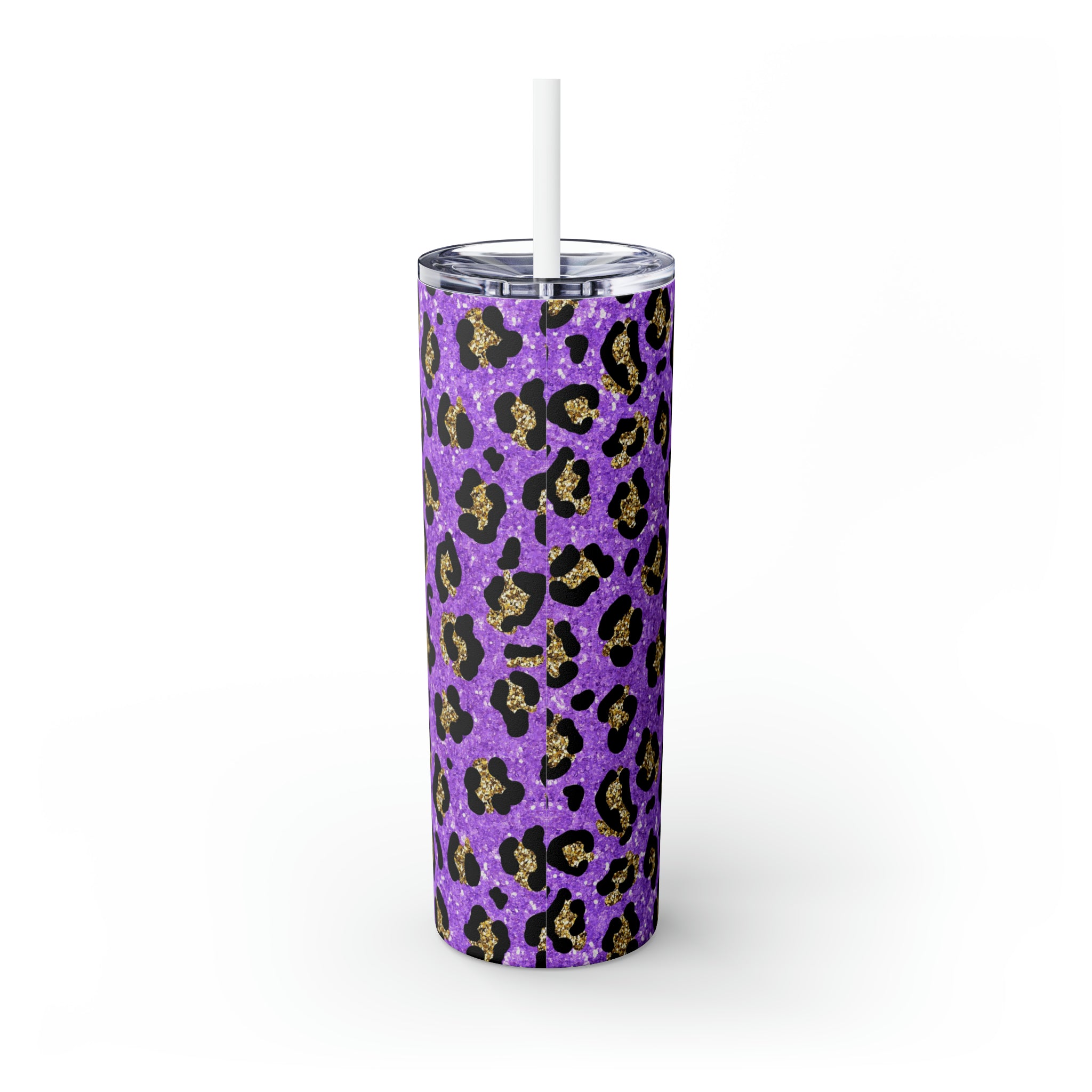 Leopard Personalized Skinny Steel Tumbler with Straw, 20oz Leopard Personalized Skinny Steel Tumbler with Straw, 20oz