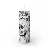 Skull Floral Skinny Steel Tumbler with Straw, 20oz Skull Floral Skinny Steel Tumbler with Straw, 20oz