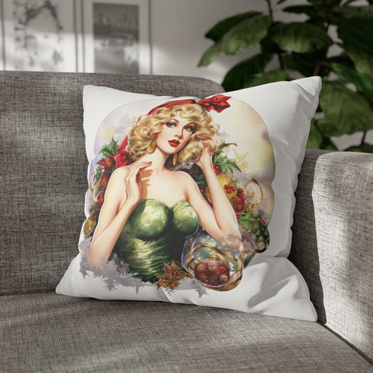 Pin Up Girl Christmas 4 Square Pillow Case