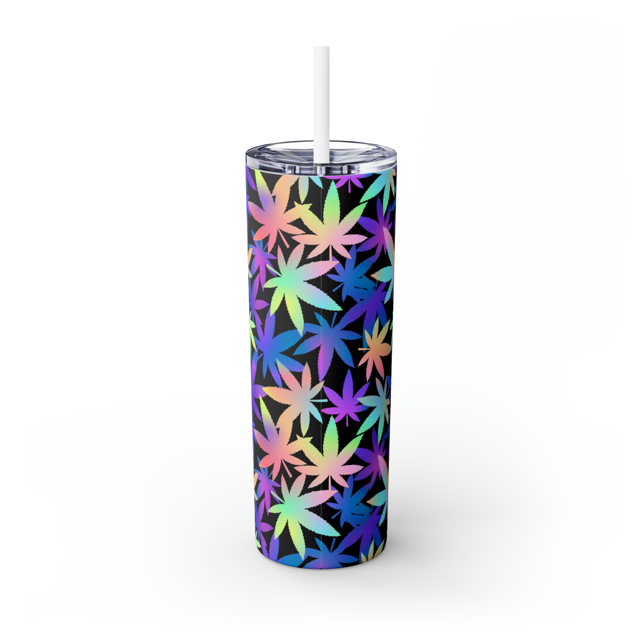 Cannabis Personalized Skinny Steel Tumbler with Straw, 20oz Cannabis Personalized Skinny Steel Tumbler with Straw, 20oz
