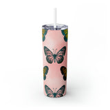 Butterflies Personalized Skinny Steel Tumbler with Straw, 20oz Butterflies Personalized Skinny Steel Tumbler with Straw, 20oz