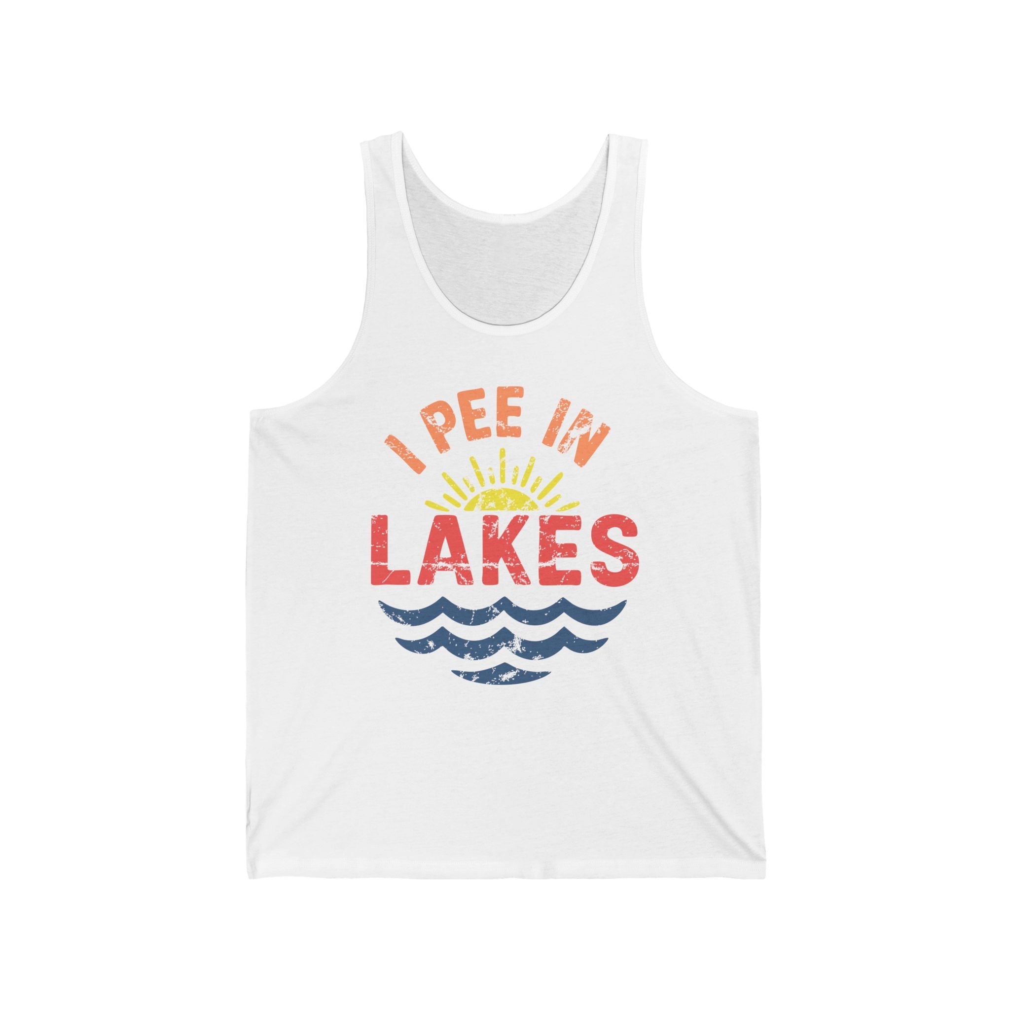 Basic Tank Top - Unisex - I Pee In Lakes Retro Beach Color Basic Tank Top - Unisex - I Pee In Lakes Retro Beach Color