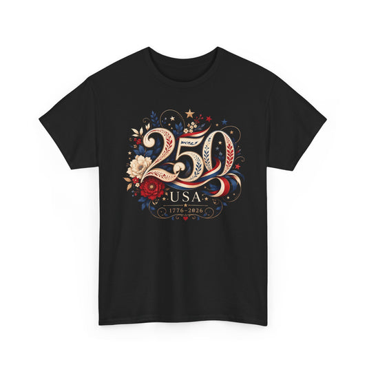 Ornate Floral 250 USA 250 Anniversary Patriotic Americana USA 250 Basic T-Shirt - Unisex