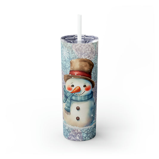 Snowman Skinny Steel Tumbler with Straw, 20oz